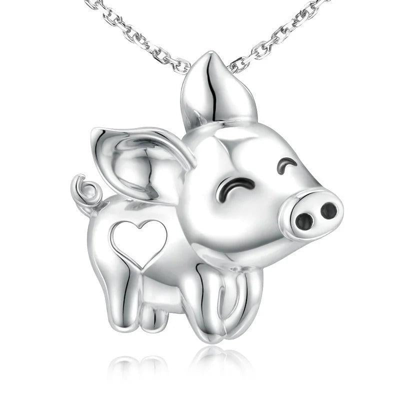 S925 Sterling Silver Flying Pig Pendant Necklace for Women