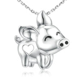 S925 Sterling Silver Flying Pig Pendant Necklace for Women
