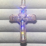 925 Silver Bible Jesus Cross Pendant Necklace Crucifix Charm Simulated Diamond