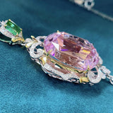 Women Oval Diamond Pink Necklace Bright Zircon Jewelry