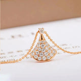 925 Silver Diamond Skirt Necklace Fan Shape Pendant