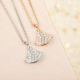 925 Silver Diamond Skirt Necklace Fan Shape Pendant