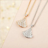 925 Silver Diamond Skirt Necklace Fan Shape Pendant