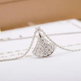 925 Silver Diamond Skirt Necklace Fan Shape Pendant