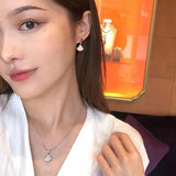 925 Silver Diamond Skirt Necklace Fan Shape Pendant