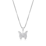 925 Silver Butterfly Pendant CZ Hip Hop Jewelry Gift Women