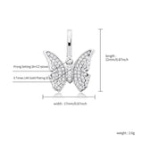 925 Silver Butterfly Pendant CZ Hip Hop Jewelry Gift Women