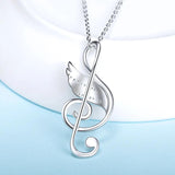 925 Silver Musical Note Wing Necklace with CZ