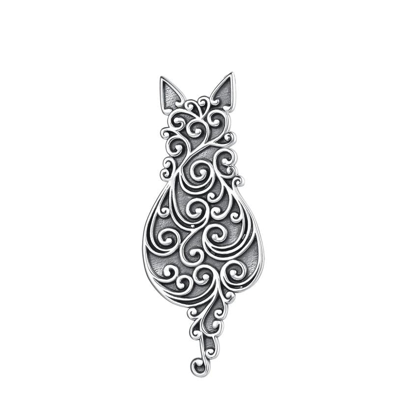 925 Sterling Silver Filigree Cat Necklace Kitten Pendant Men Women