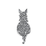 925 Sterling Silver Filigree Cat Necklace Kitten Pendant Men Women