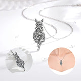 925 Sterling Silver Filigree Cat Necklace Kitten Pendant Men Women