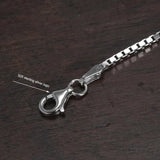 925 Silver 2mm Box Chain Necklace Pendant Accessories Men's Women's Jewelry