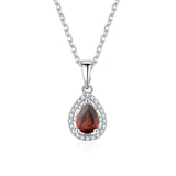 LAYA Gemstones Pendant Necklace Women Pear Cut Vintage 925 Silver Jewelry
