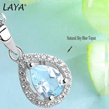 LAYA Gemstones Pendant Necklace Women Pear Cut Vintage 925 Silver Jewelry