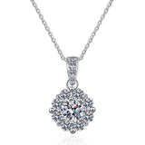 925 Silver D 1CT Moissanite Diamond Zircon Gemstone Pendent Necklace