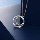 925 Silver Personalized Name Necklace 2 Birthstones Couple Necklaces