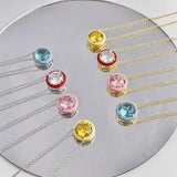 925 Silver Round-Cut Diamond Pendant Necklace