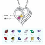 JewelOra 925 Silver Personalized Name Pendant Necklace with 2 Birthstones
