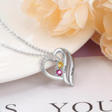 JewelOra 925 Silver Personalized Name Pendant Necklace with 2 Birthstones