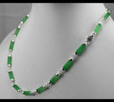 Silver Plated Malay Jade Green Bamboo Necklace