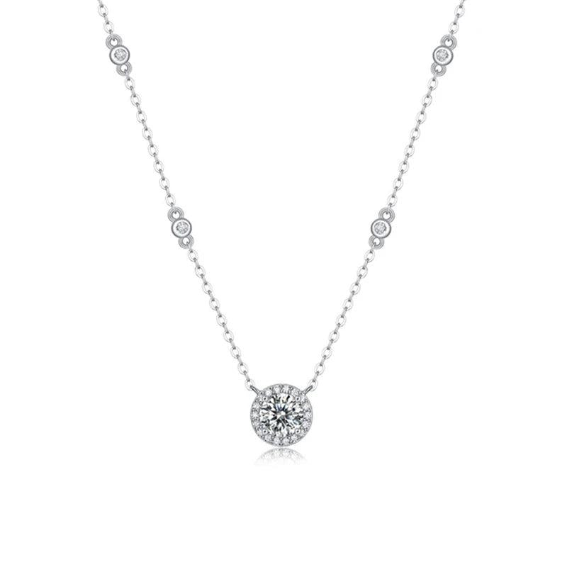 925 Silver 1CT Moissanite Pendant Necklace with Certificate