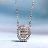 925 Silver Oval High Carbon Diamonds Gemstone Women Pendant Necklace