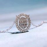 925 Silver Oval High Carbon Diamonds Gemstone Women Pendant Necklace