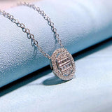 925 Silver Oval High Carbon Diamonds Gemstone Women Pendant Necklace