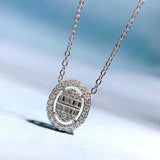 925 Silver Oval High Carbon Diamonds Gemstone Women Pendant Necklace