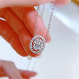 925 Silver Oval High Carbon Diamonds Gemstone Women Pendant Necklace