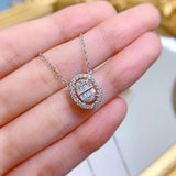 925 Silver Oval High Carbon Diamonds Gemstone Women Pendant Necklace
