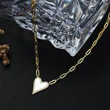 925 Silver Enamel Heart CZ Necklace on Paperclip Chain