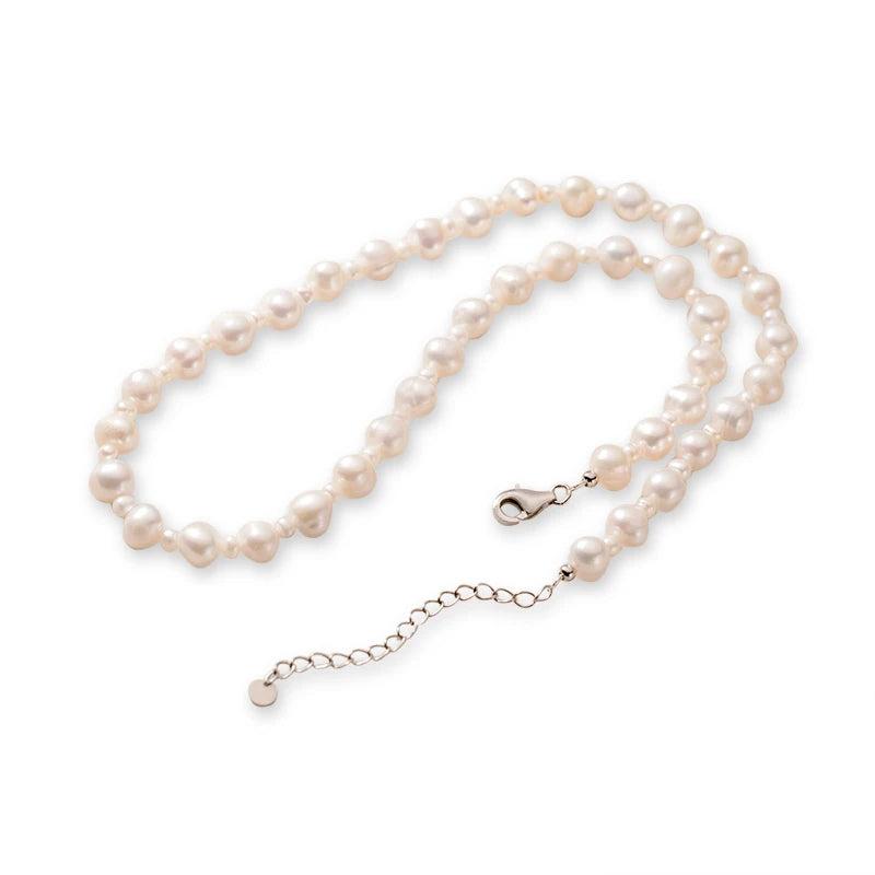TrustDavis 925 Silver 7mm Freshwater Pearl Necklace For Women Wedding