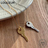 925 Sterling Silver Key Pendant Necklace Frosty Style Necklace for Women