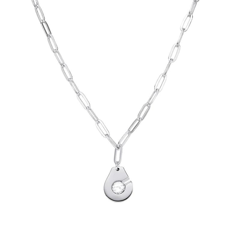 925 Sterling Silver Handcuff Dangling Chain Necklace