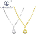 925 Sterling Silver Handcuff Dangling Chain Necklace