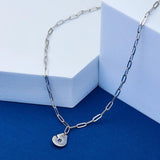 925 Sterling Silver Handcuff Dangling Chain Necklace