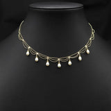 Natural Pearls Women Short Necklace Shining Lace Tassel Bulb-Shaped Chain