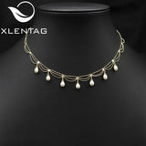 Natural Pearls Women Short Necklace Shining Lace Tassel Bulb-Shaped Chain