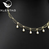 Natural Pearls Women Short Necklace Shining Lace Tassel Bulb-Shaped Chain