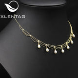 Natural Pearls Women Short Necklace Shining Lace Tassel Bulb-Shaped Chain