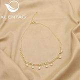 Natural Pearls Women Short Necklace Shining Lace Tassel Bulb-Shaped Chain