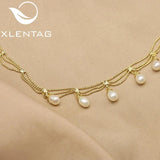 Natural Pearls Women Short Necklace Shining Lace Tassel Bulb-Shaped Chain