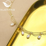 Natural Pearls Women Short Necklace Shining Lace Tassel Bulb-Shaped Chain