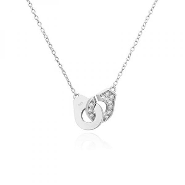 925 Silver Handcuff Menottes Chain Necklace Wedding Jewelry