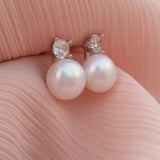 Charming Pair 10-9mm Akoya Pearl Earrings 925S at Party