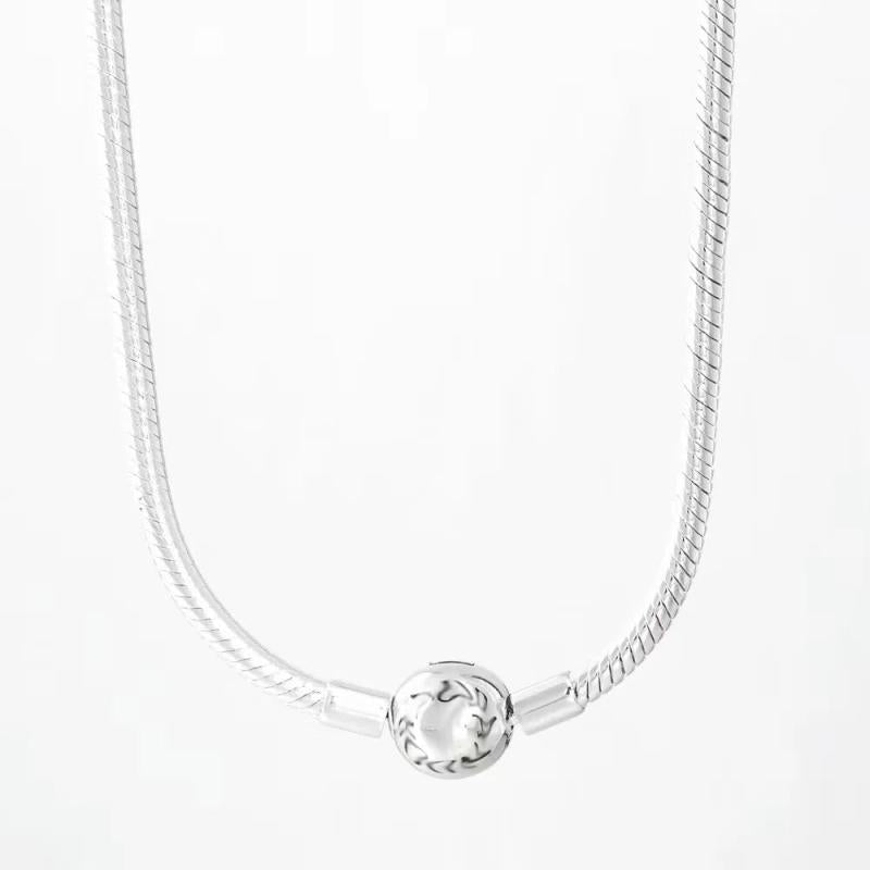 S925 Sterling Silver Beads Necklace Women's Moments Clavicle Chain