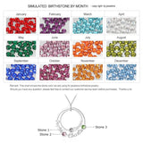 Personalized Name Circle Necklace with Birthstones - Family Gift
