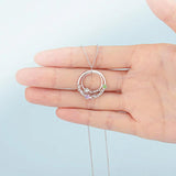 Personalized Name Circle Necklace with Birthstones - Family Gift