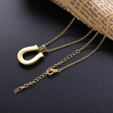 925 Silver Long Chain Horseshoes Necklace Zircon CZ Japan Jewelry